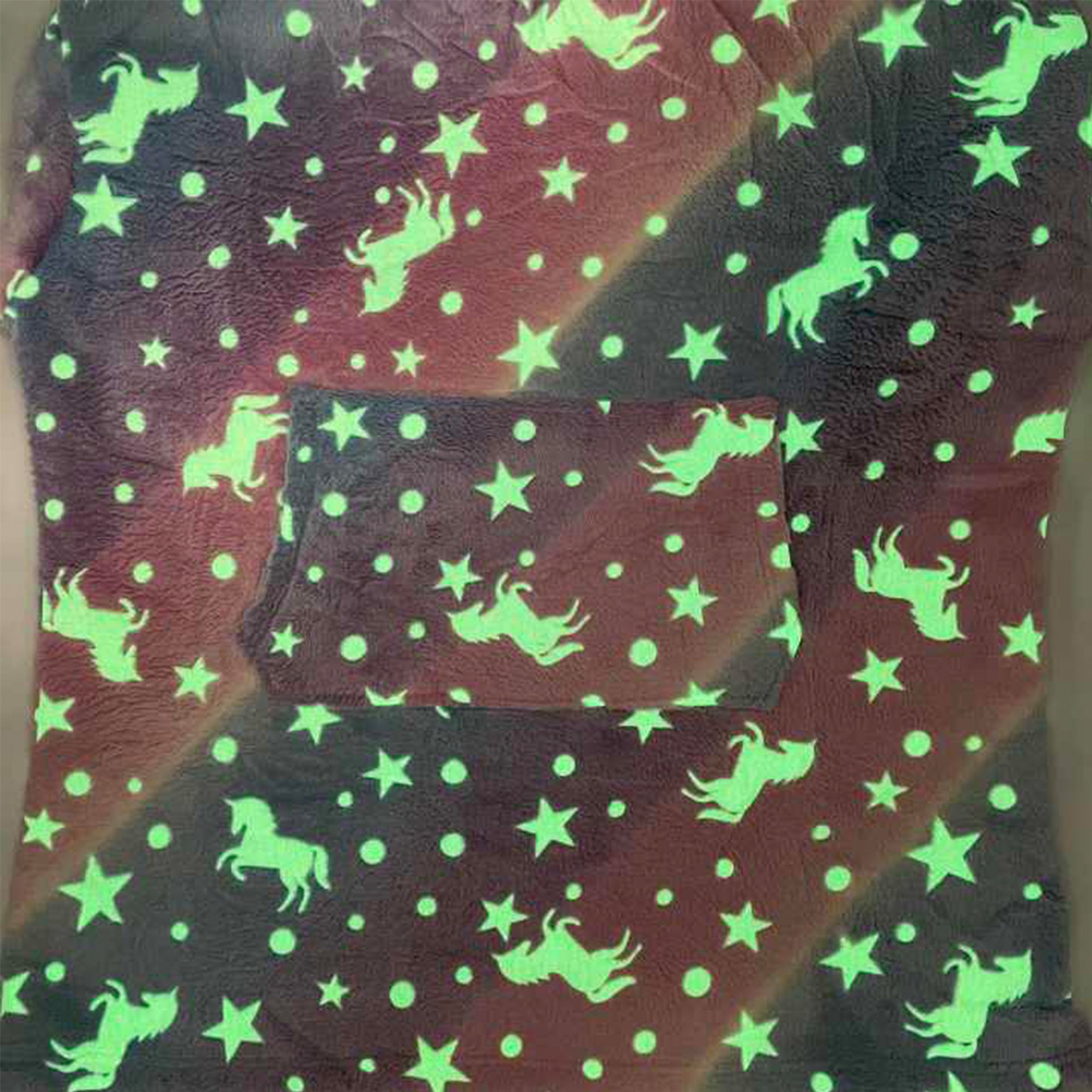 Oversized Hoodies - Glow in the dark - RAINBOW Colour Unicorn pattern