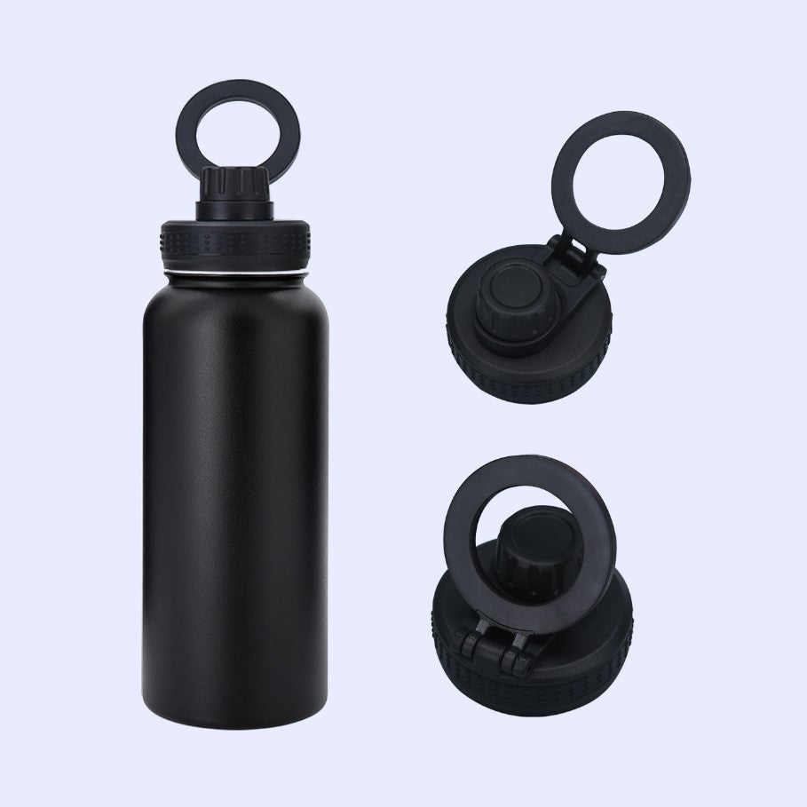 32oz Stainless Steel 304 Double-Layer Insulated Bottle with Phone Holder Magnetic Suction Cover_2