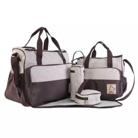 5 in 1 Nappy Bag Set - Brown_0
