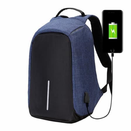 Anti-theft Travel Backpack Laptop School Bag with USB Charging Port - Navy Blue_0
