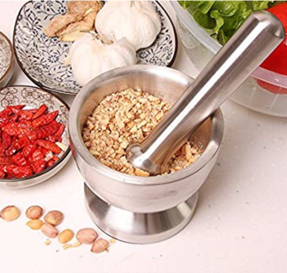 Stainless Steel Metal Spice Mortar With Pestle_1