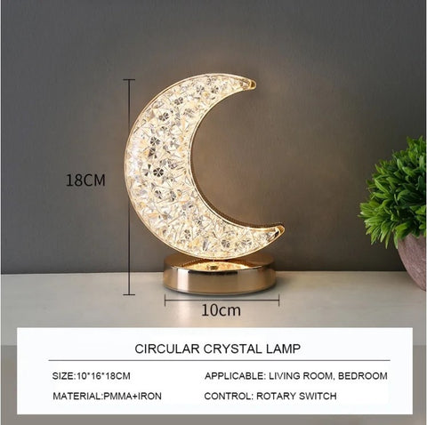 Crystal Rechargeable Table Desk Lamp - Moon Shape_0